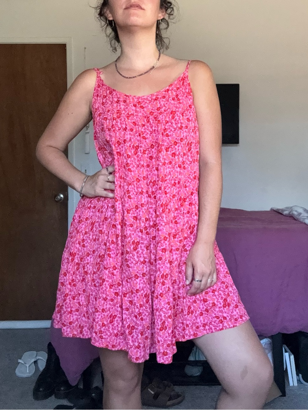 wild fable Pink Floral Spaghetti-Strap Mini Dress